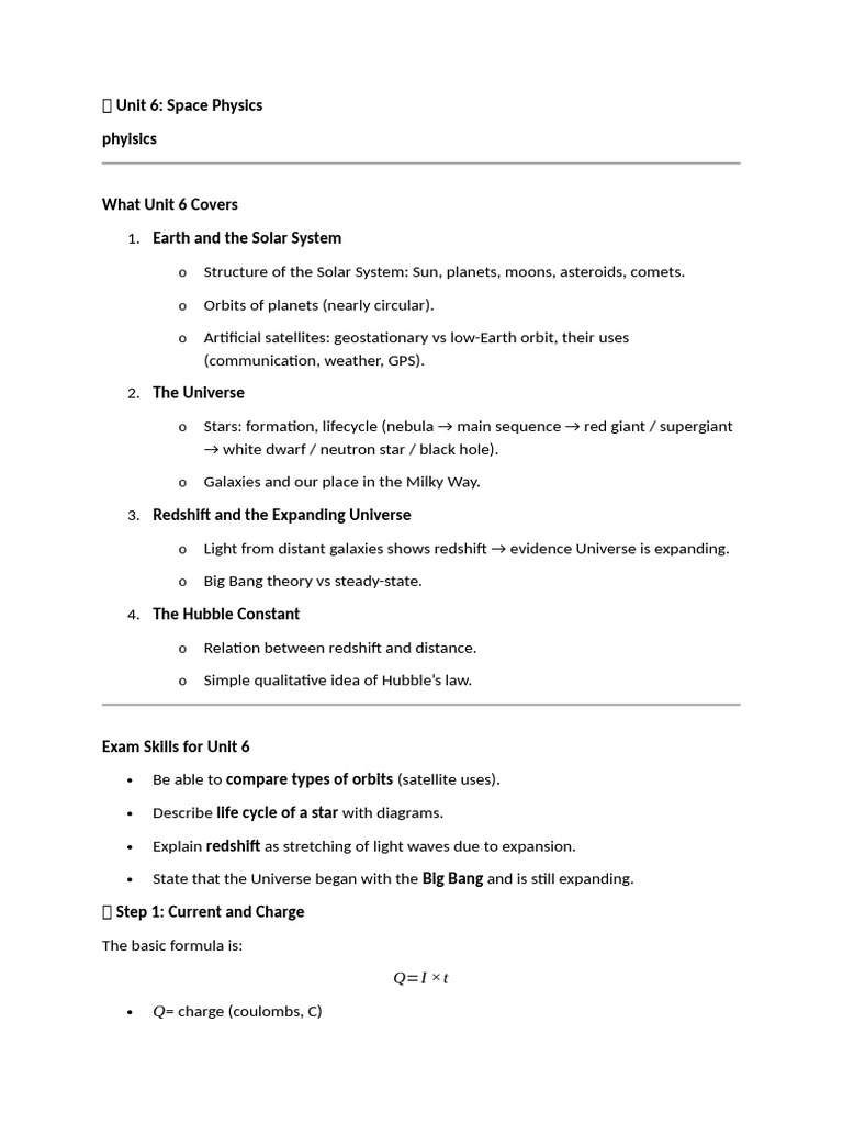 ? Unit 6 | PDF | Electric Current | Universe