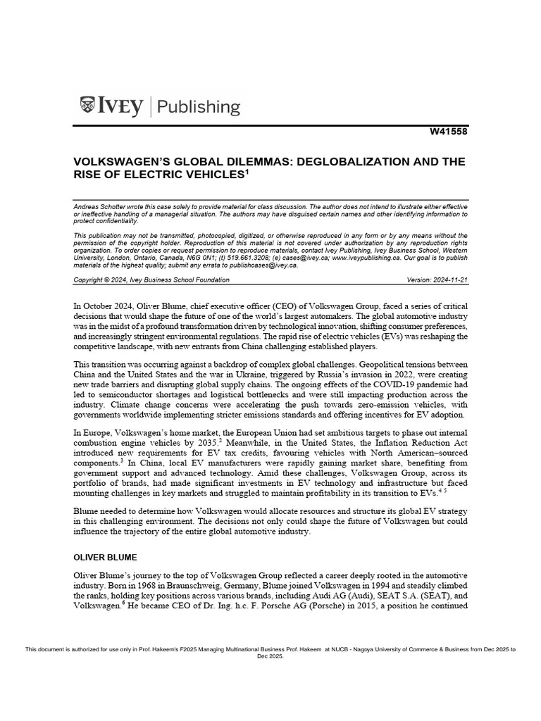 Volkswagen's EV Strategy Challenges | PDF | Toyota | Volkswagen