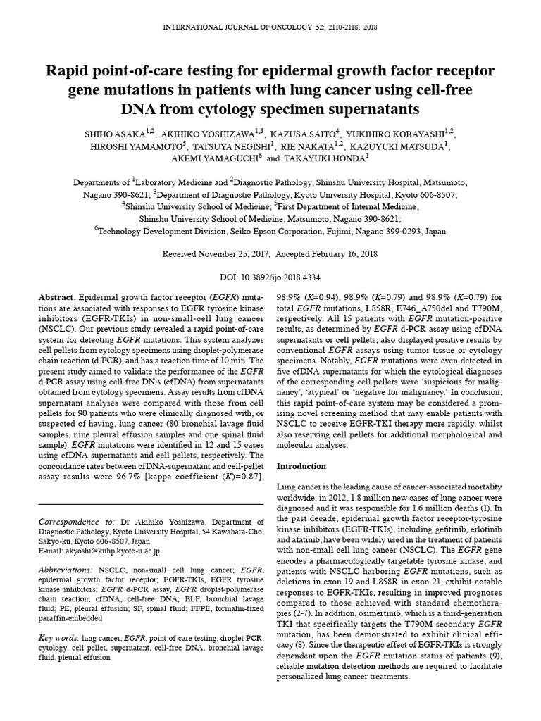 Rapid Point-Of-Care Testing For Epidermal Growth Factor Receptor | PDF ...