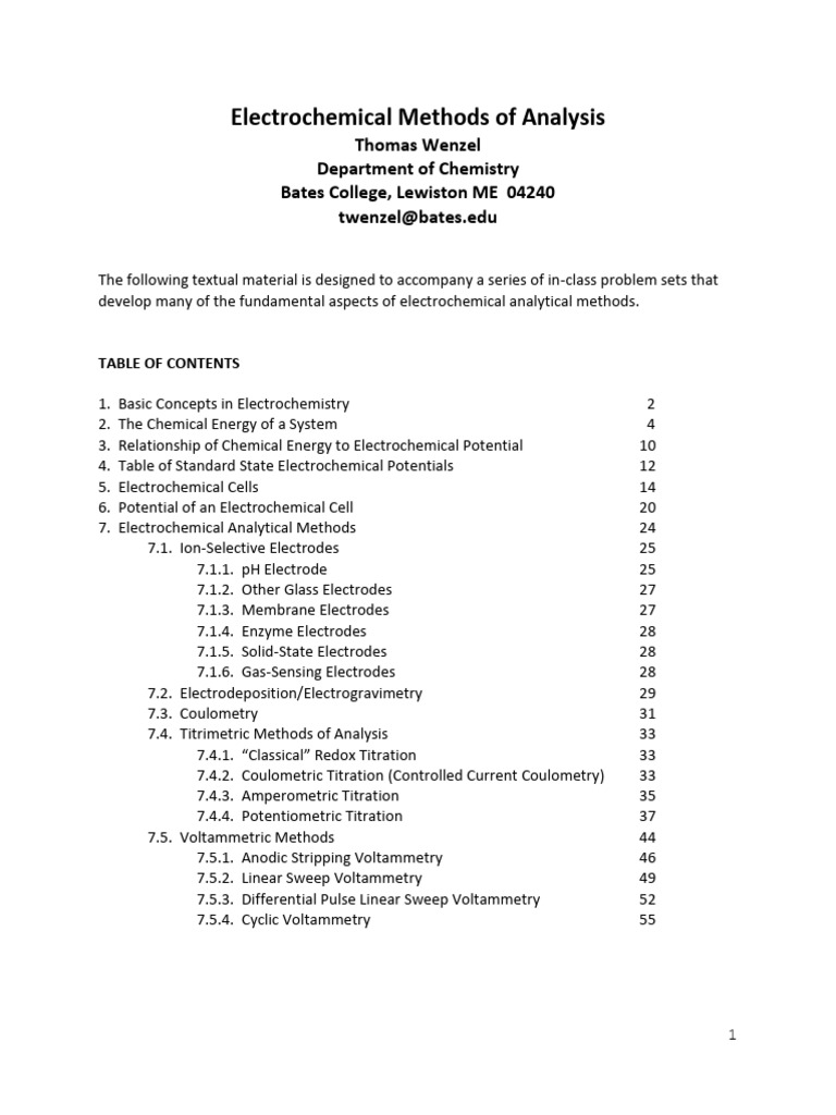 Electrochemical Analysis Methods Overview | PDF | Electrochemistry | Redox