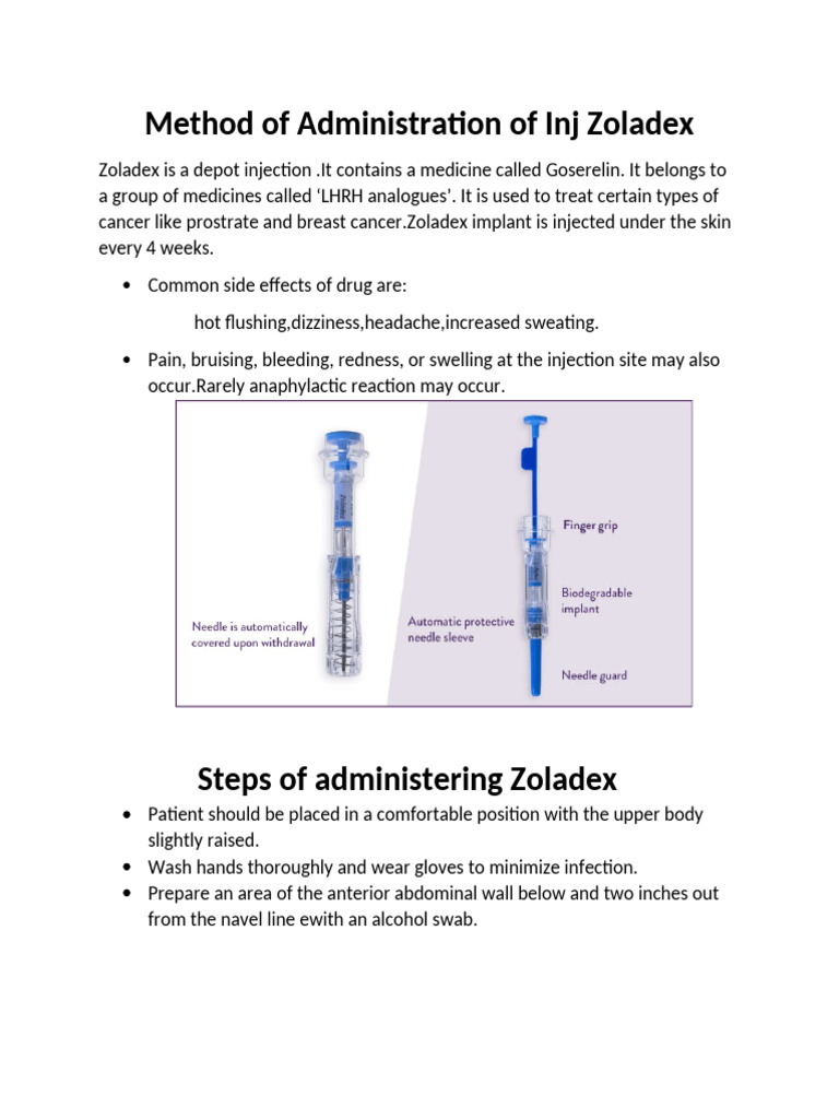 Method of Administration of Inj Zoladex | PDF