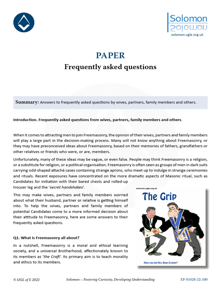 Freemasonry FAQs for Families Explained | PDF | Freemasonry | Masonic Lodge