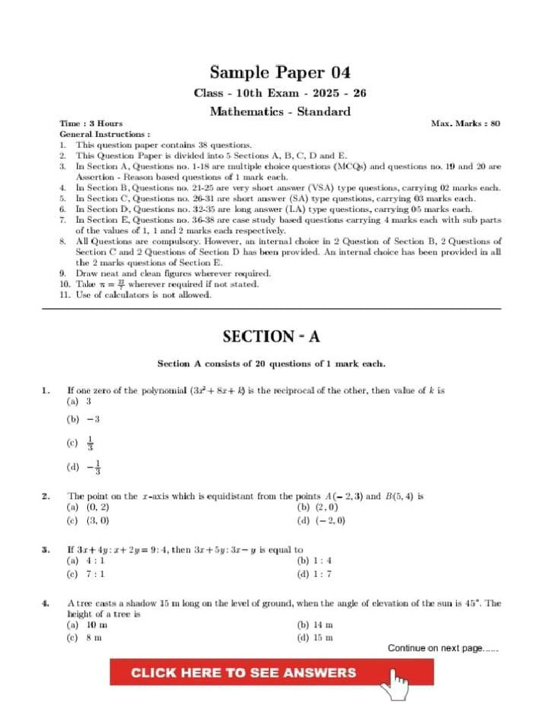 Sample Paper 4 | PDF