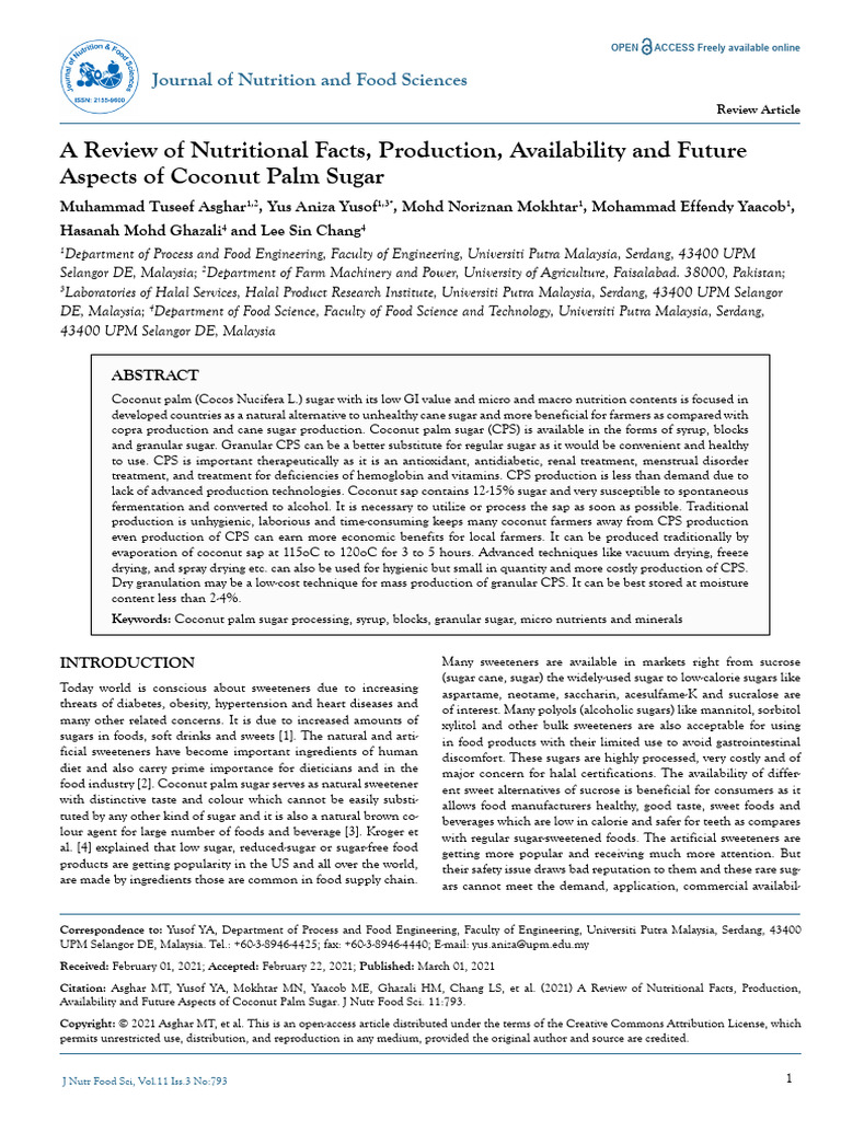 Coconut Palm Sugar: Nutrition & Production Insights | PDF | Sugar ...