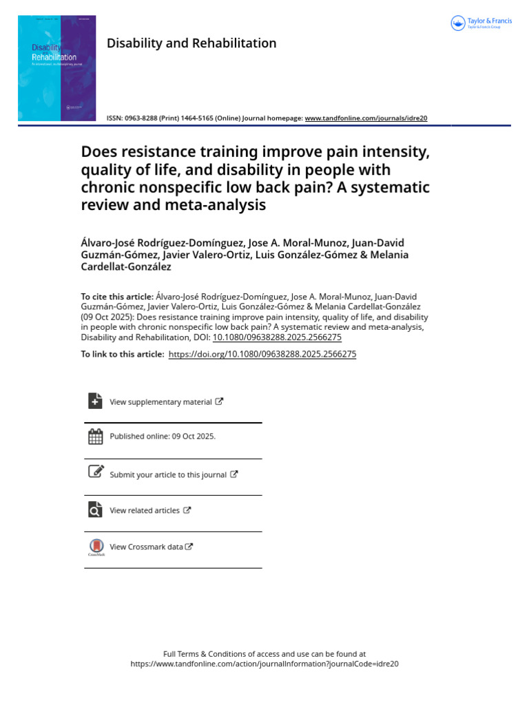 Resistance Training for Chronic Low Back Pain | PDF | Meta Analysis ...