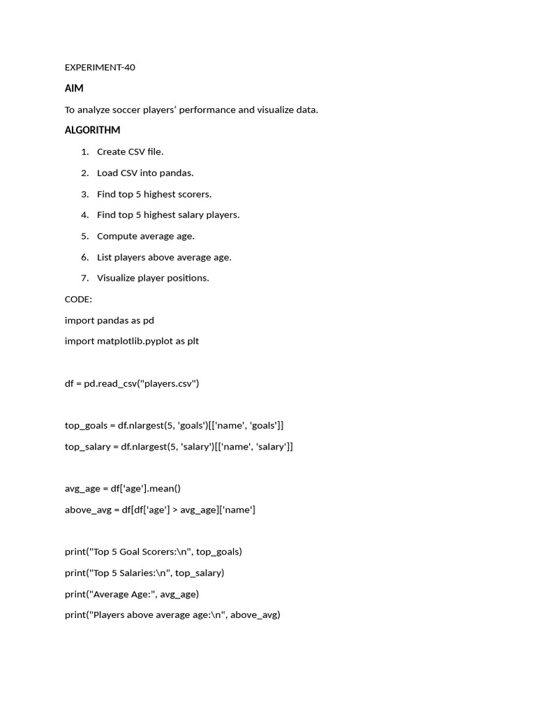 Soccer Player Performance Analysis | PDF
