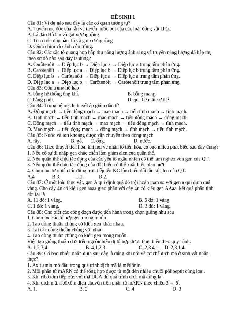ĐỀ SINH ÔN 22 23 HC | PDF