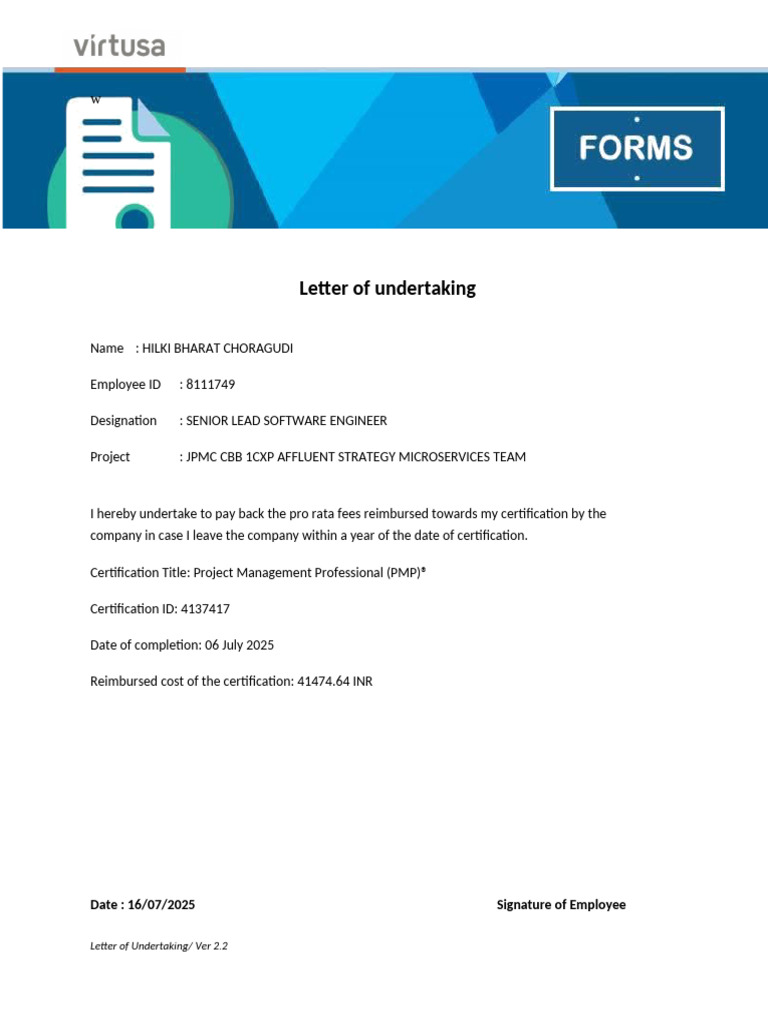 Letter of Undertaking 2.2 1 | PDF