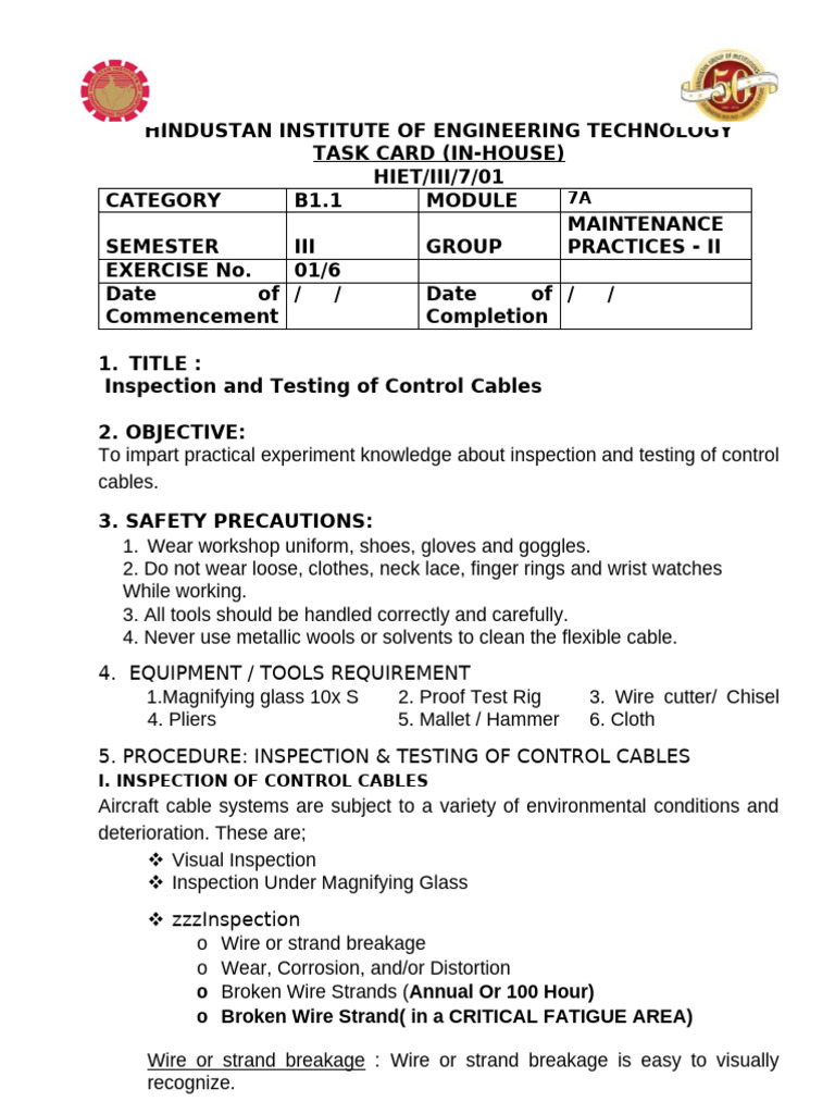 Task Card No. 1 of 6 Cat B 1.1 MP II Sem III-1 | PDF | Wire | Corrosion