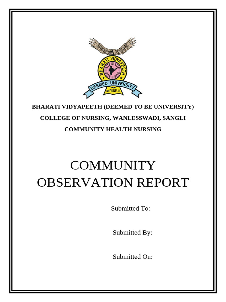 Community Health Nursing Observation Report | PDF