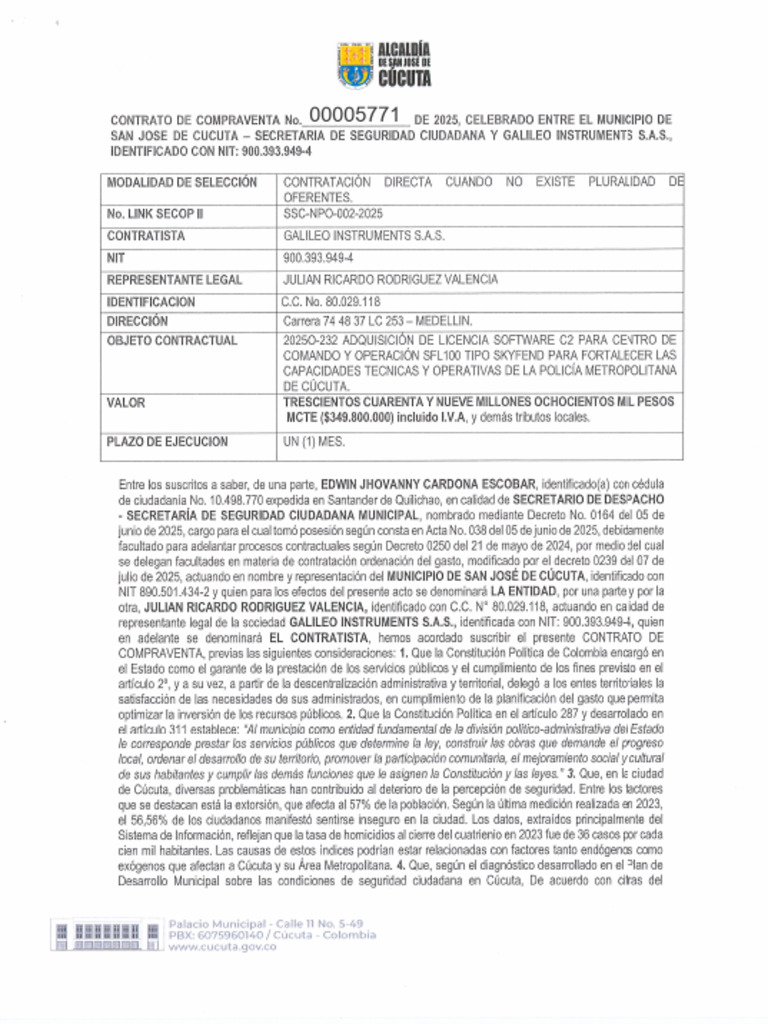 Firmado Contrato SSC Npo 002 2025 | PDF