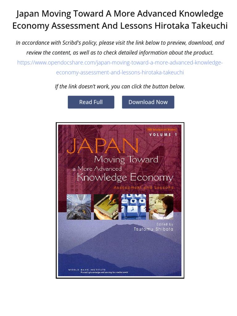 Japan Moving Toward A More Advanced Knowledge Economy Assessment and ...
