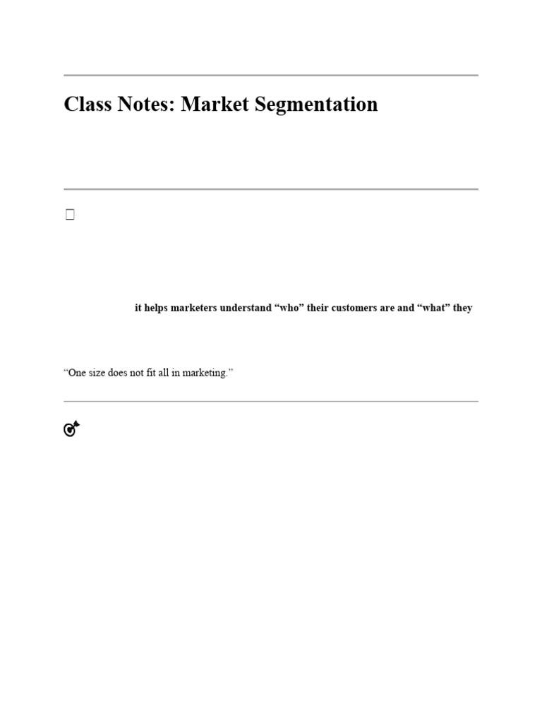 Market Segmentation Overview Guide | PDF | Market Segmentation | Marketing