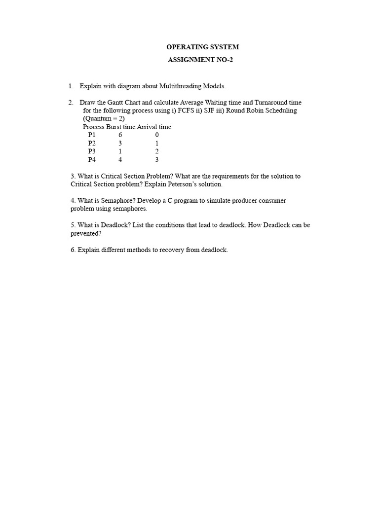 Operating System Assg-1 | PDF