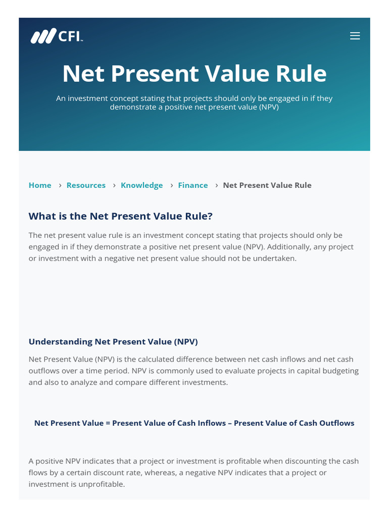 Understanding Net Present Value (NPV) | PDF | Net Present Value ...