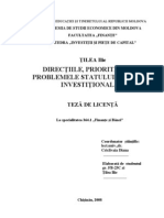 Direcţiile, Priorităţile Şi Problemele Statului Pe Piaţa Investiţională