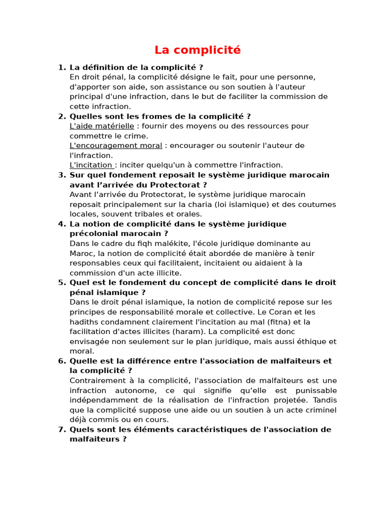 Comprendre la complicité en droit pénal | PDF | Crimes | Crime et violence