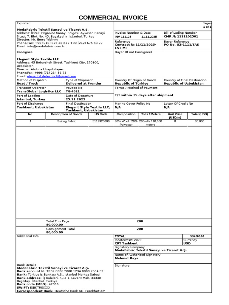 Commercial Invoice | PDF | Supply Chain Management | Business Law