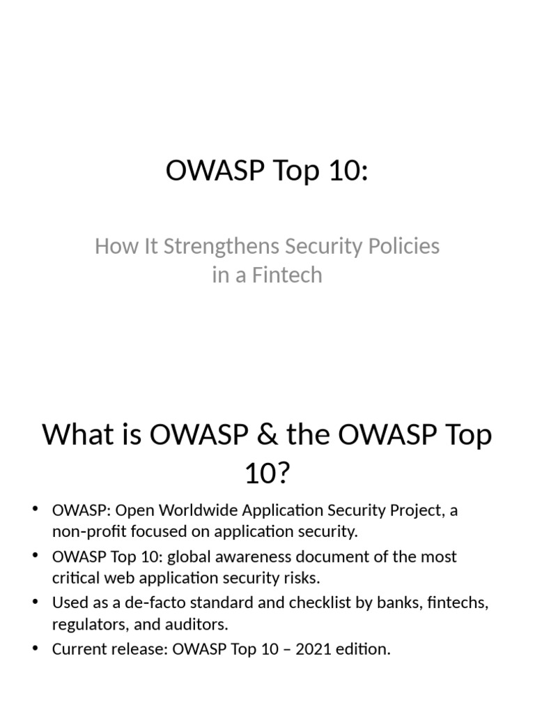 OWASP Top 10: Enhancing Fintech Security | PDF | Databases | Access Control