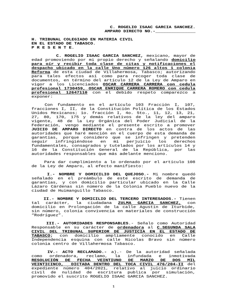 AMPARO | PDF | Sentencia (ley) | Caso de ley