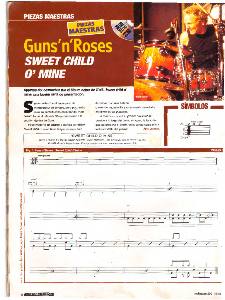 Sweet Child O' Mine - Drums | PDF | La música rock | Álbumes