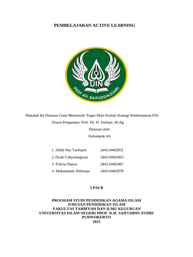 Kel.4A Pembelajaran Active Learning | PDF