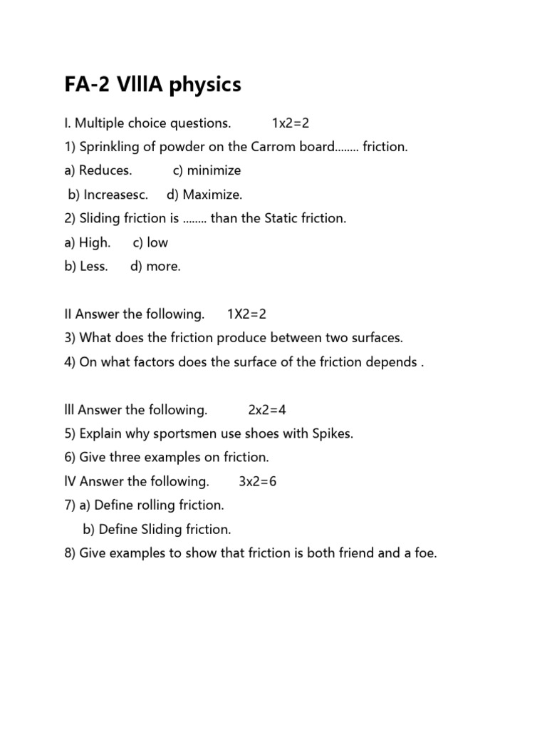 Understanding Friction: Key Concepts and Questions | PDF
