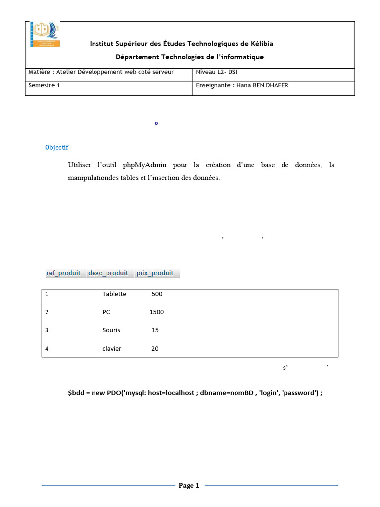 TP PHP et MySQL : Gestion de bases de données | PDF | Bases de données ...