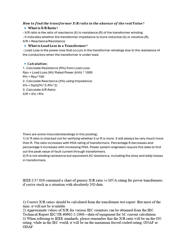 Calculate Transformer X/R Ratio | PDF
