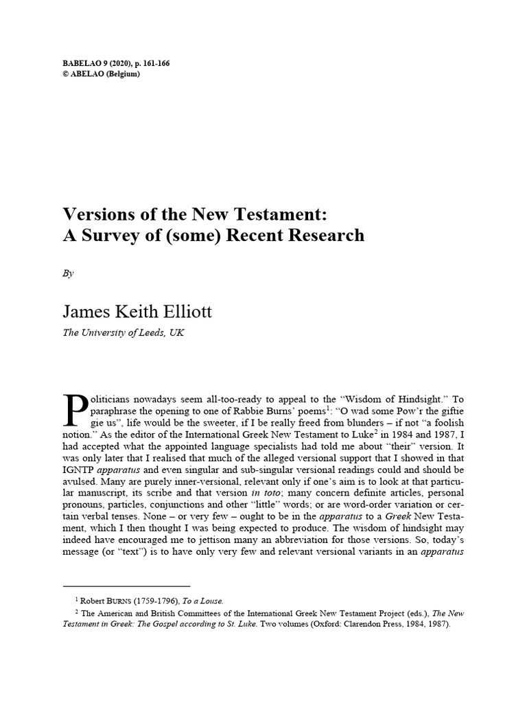 J K +Elliott,+Versions+of+the+New+Testament +a+survey+of+ (Some ...