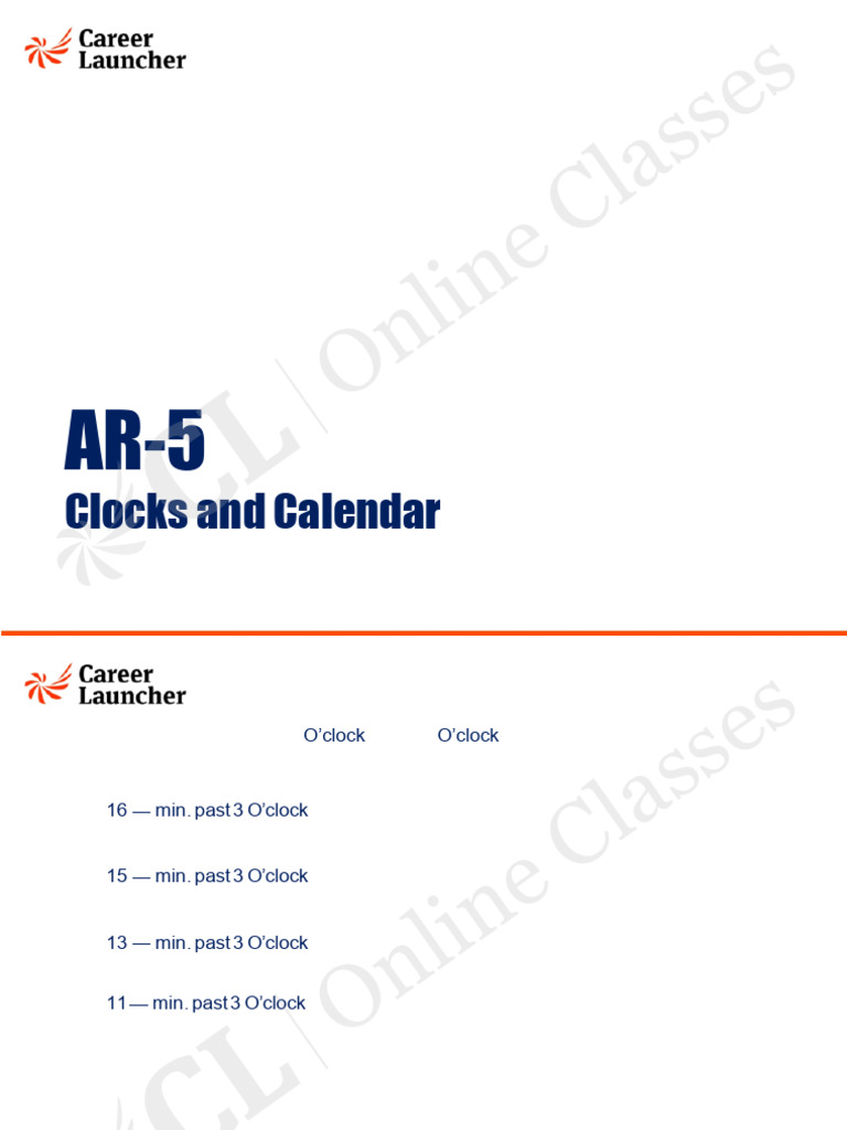 Clock and Calendar Problem Set | PDF