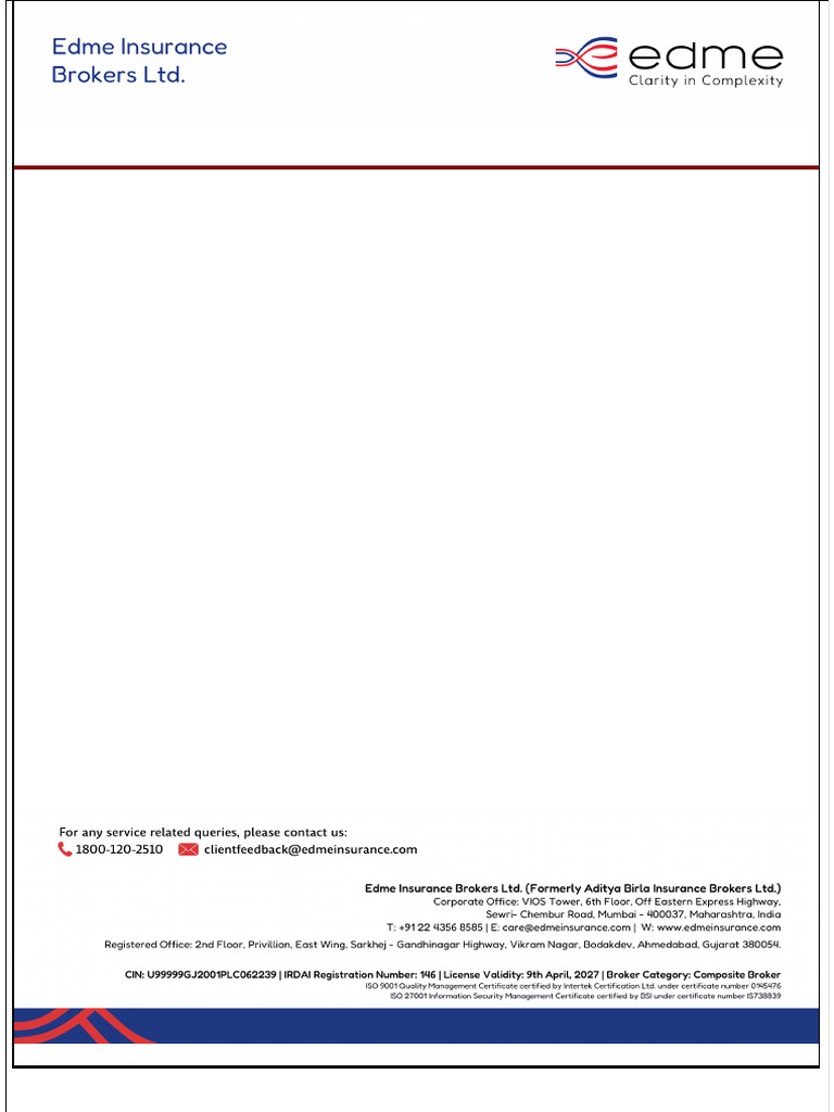 Policy1_16545308 | PDF | Insurance | Pro Rata