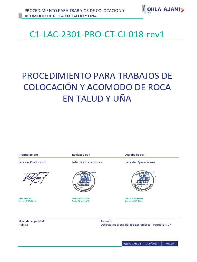 Procedimiento de Acomodo de Roca en Talud | PDF | Laboratorios ...
