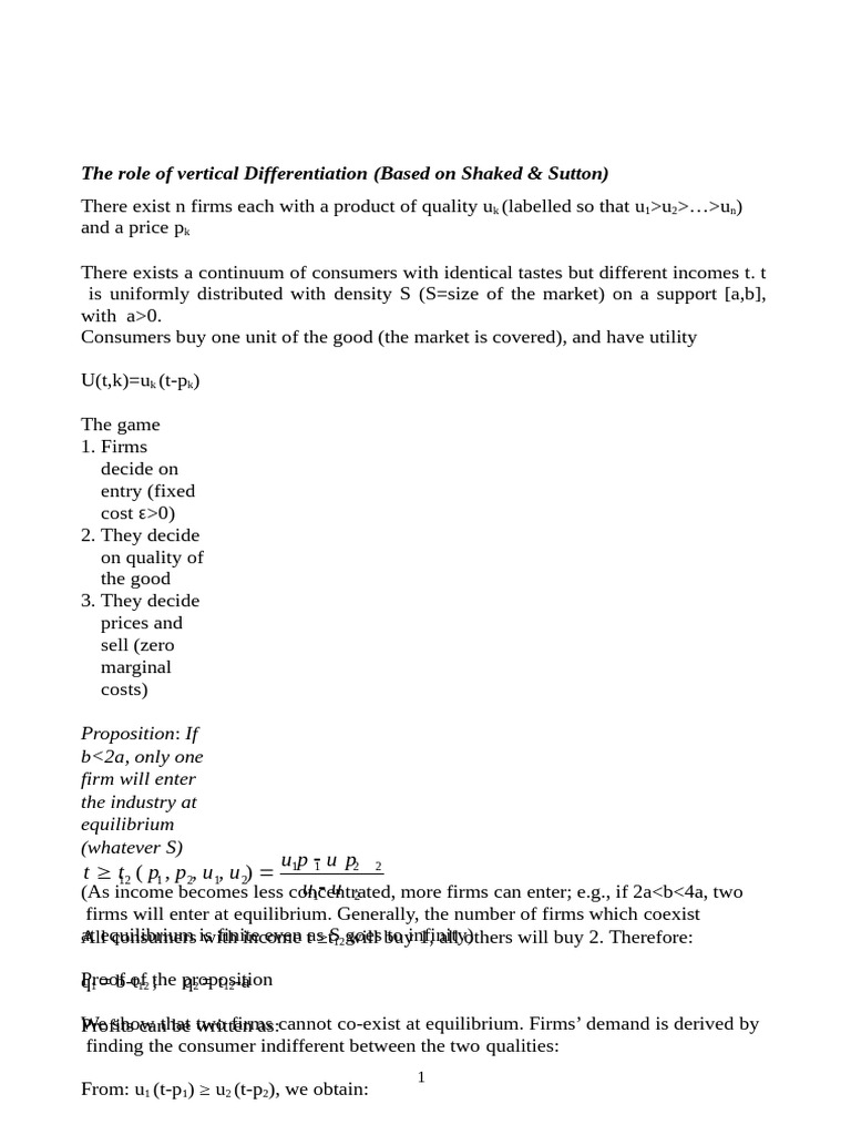Vertical Differentiation and Market Entry Dynamics | PDF | Profit ...