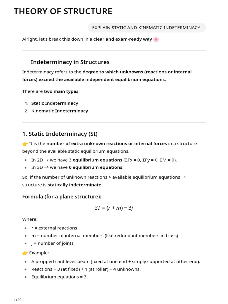 Static and Kinematic Indeterminacy Explained | PDF | Stress (Mechanics ...