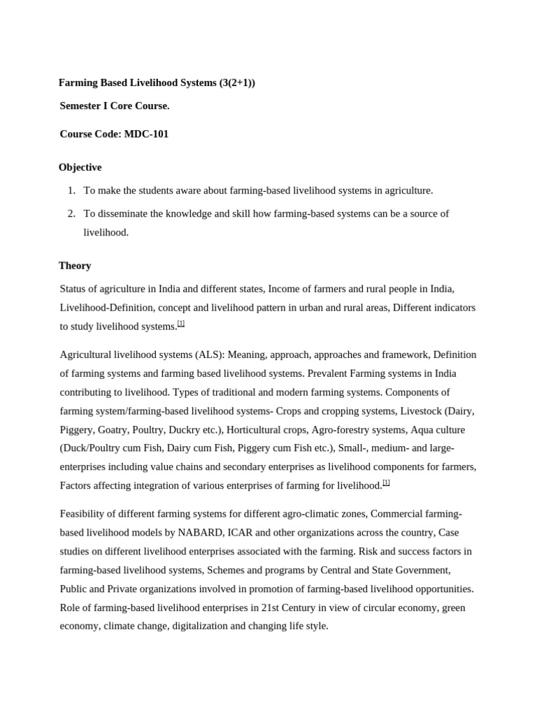 Farming-Based Livelihood Systems Course | PDF | Agriculture | Farmer