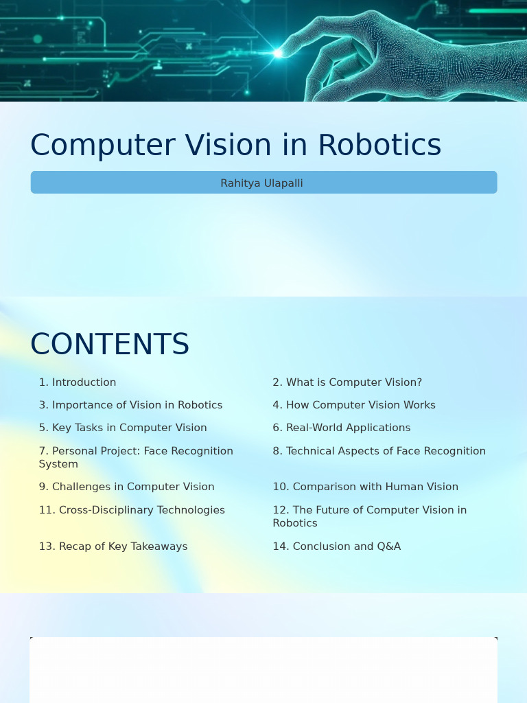 Computer Vision Applications in Robotics | PDF | Computer Vision | Robotics