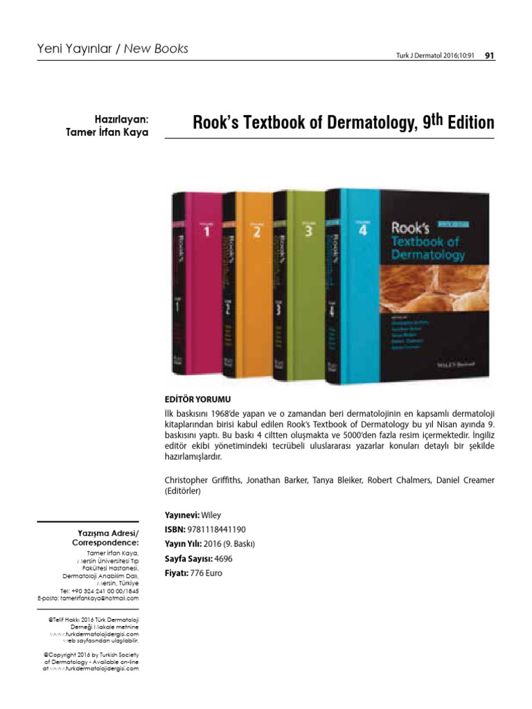 Rook's Textbook of Dermatology, 9 Edition: Yeni Yayınlar / New Books | PDF