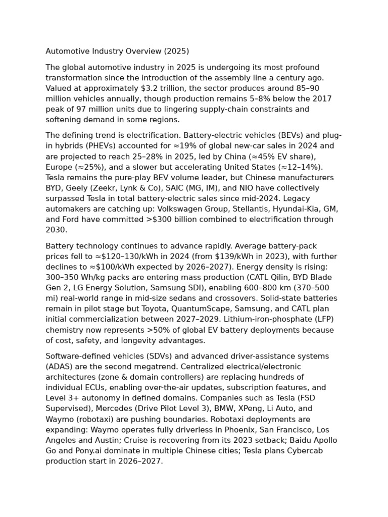 2025 Automotive Industry Trends Overview | PDF | Electric Vehicle ...
