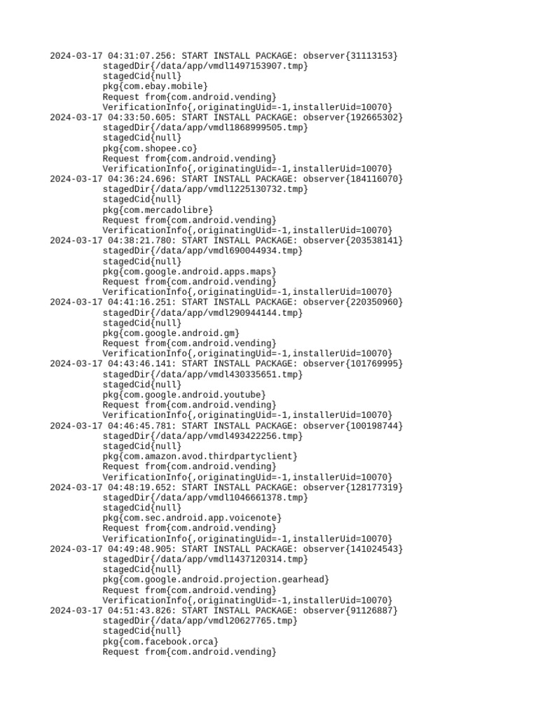 Android Package Installation Logs | PDF