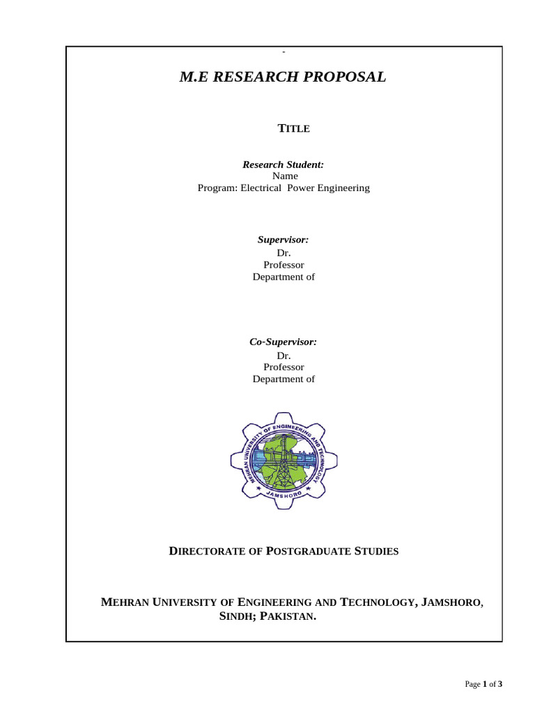 M.E Research Proposal Format | PDF