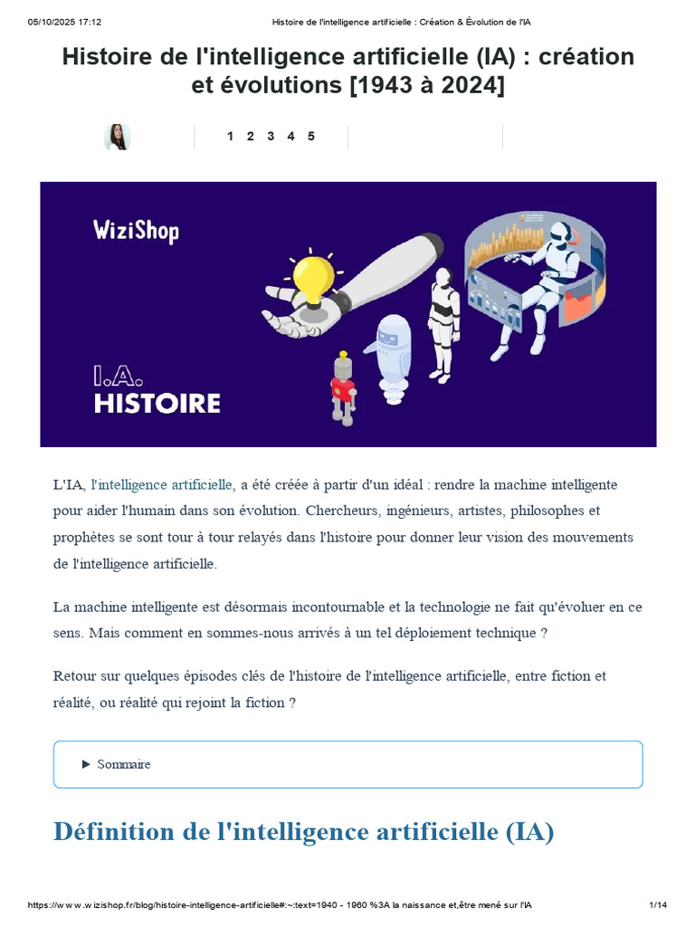 Histoire et Évolution de l'IA (1943-2024) | PDF | Intelligence ...