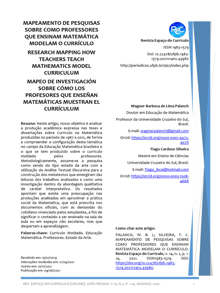 Mapeamento de Currículo em Matemática | PDF | Pedagogia | Aprendizado