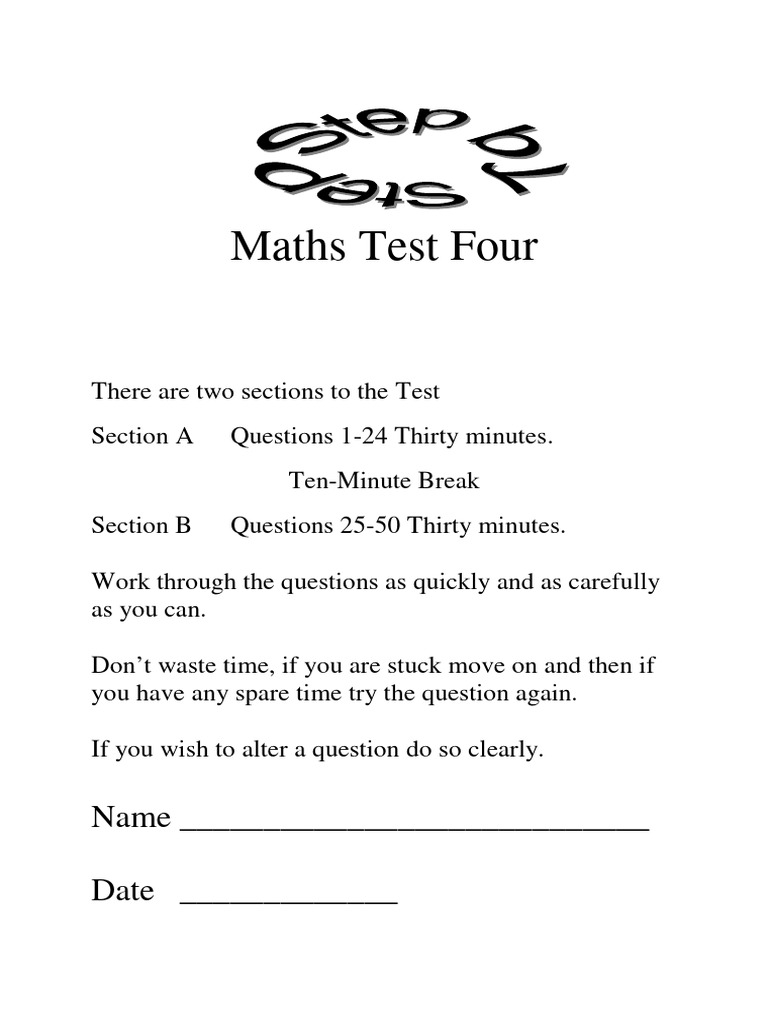 Step-by-Step Maths Test Four | PDF