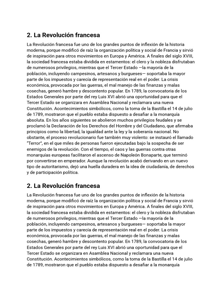 Impacto y legado de la Revolución Francesa | PDF | revolución Francesa ...