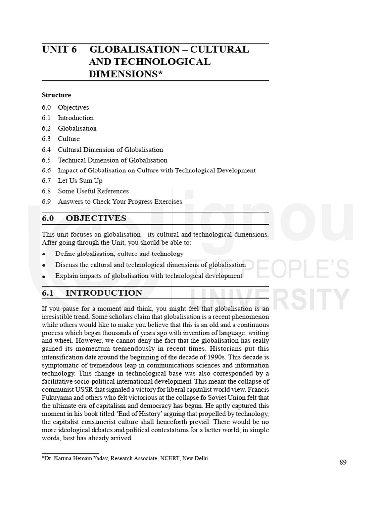 Globalisation: Cultural & Technological Insights | PDF | Globalization ...