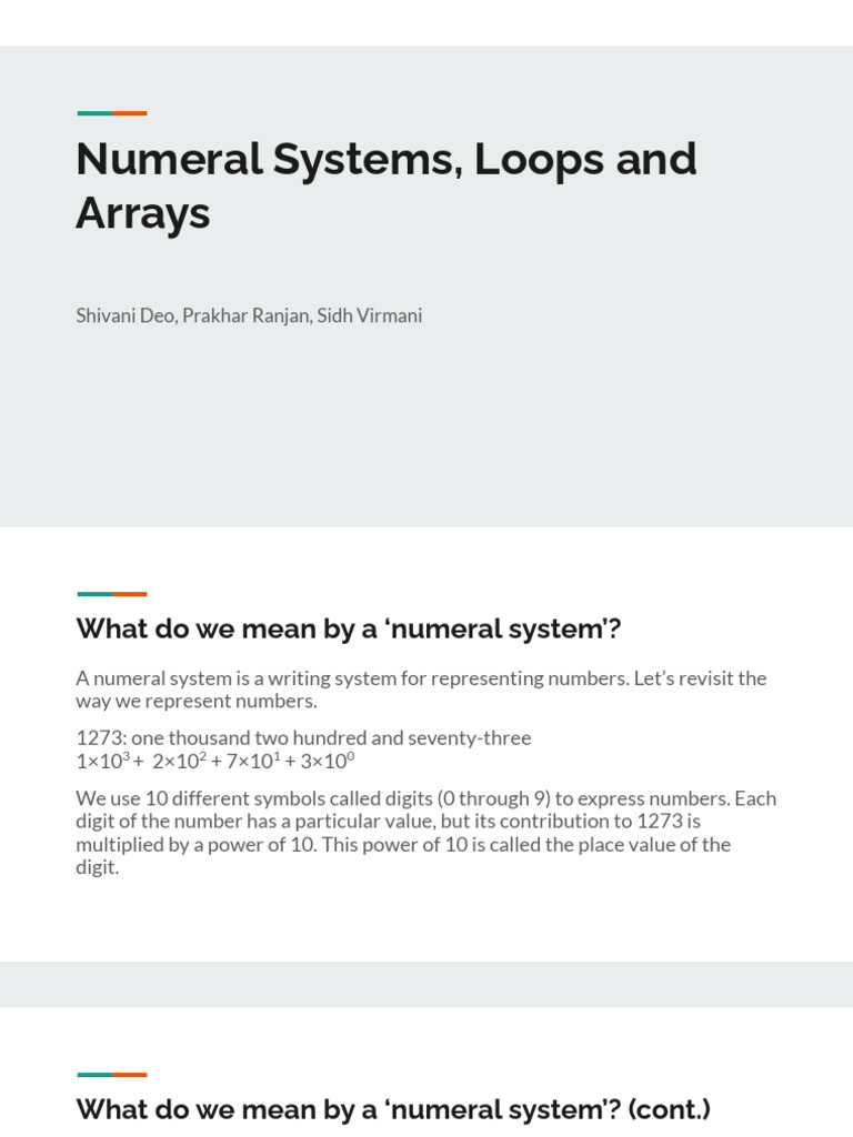 Numeral Systems, Loops and Arrays | PDF | Arithmetic | Computer Engineering