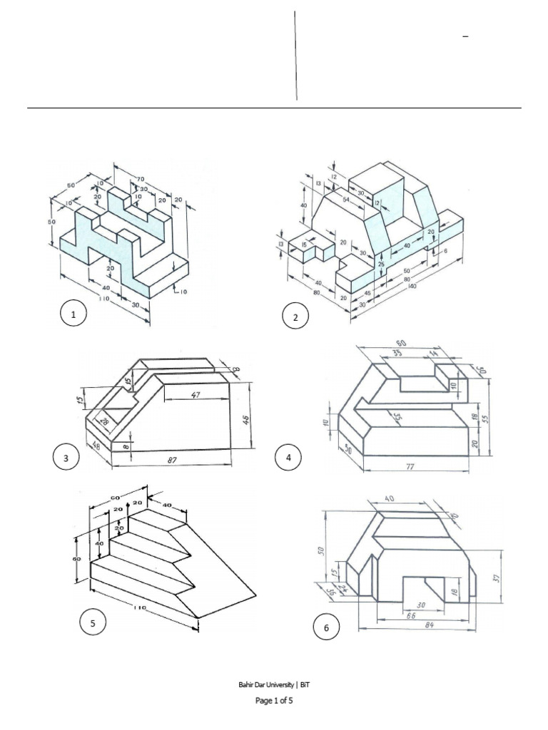 Multiview Drawing Worksheet for Engineering | PDF