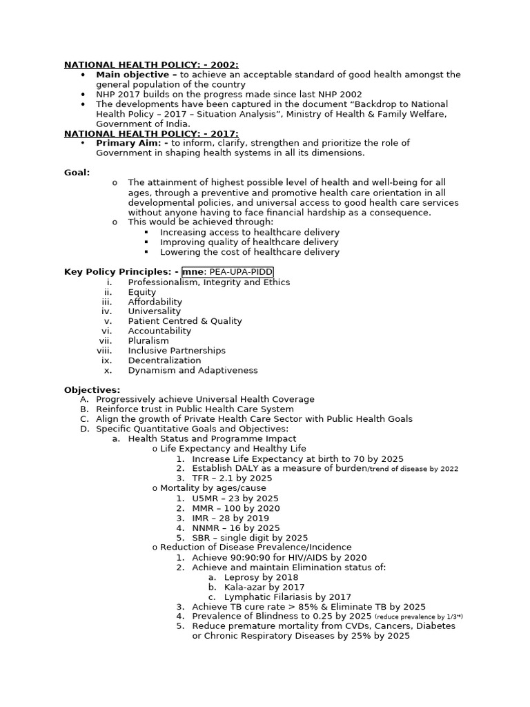 India National Health Policy Overview | PDF | Health Policy | Public Health