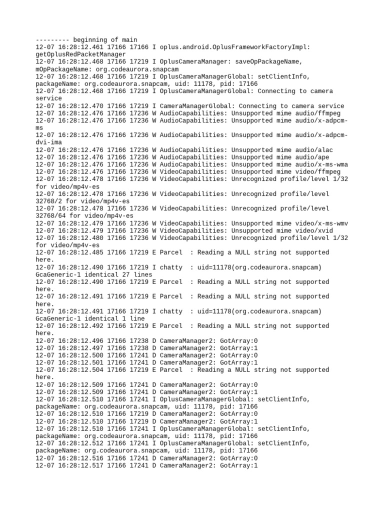 Oplus Camera Manager Log Analysis | PDF | System Software | Computer ...
